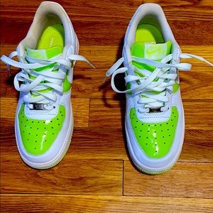 White & Neon Green Air Force Ones